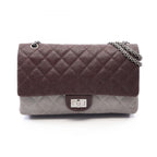 Chanel Shoulder Bag 2.55 Quilted Maxi Double Flap Bordeaux Gray Caviar Leather