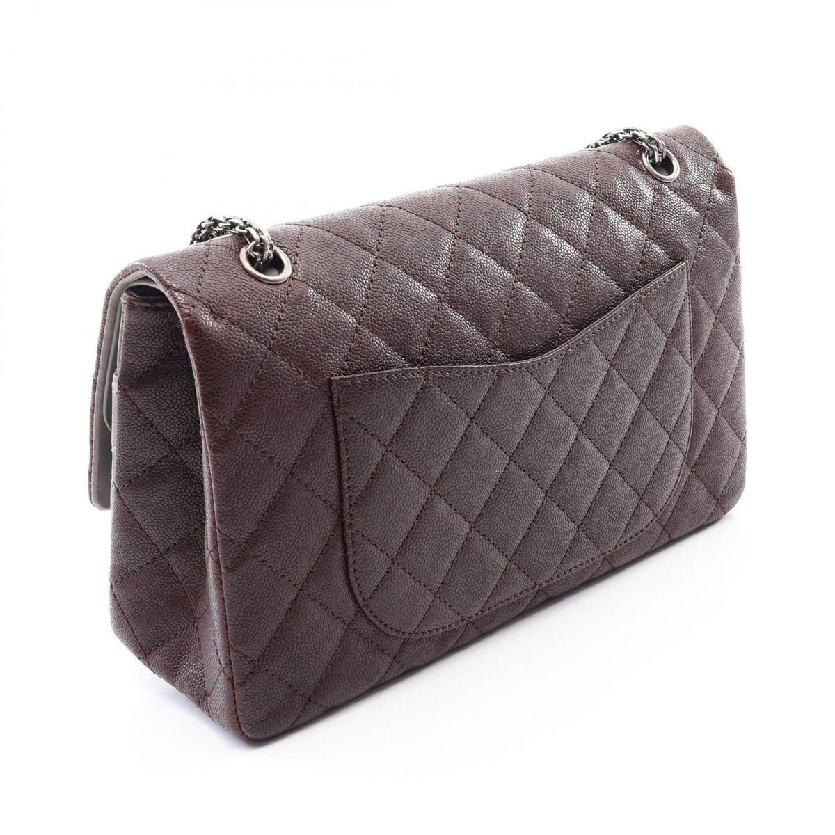 Chanel Shoulder Bag 2.55 Quilted Maxi Double Flap Bordeaux Gray Caviar Leather — view 2
