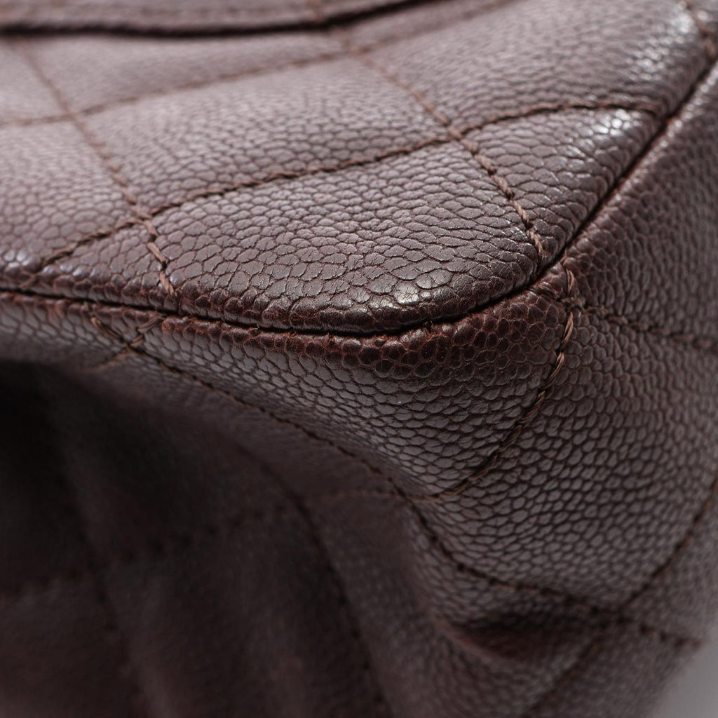 Chanel Shoulder Bag 2.55 Quilted Maxi Double Flap Bordeaux Gray Caviar Leather — view 8
