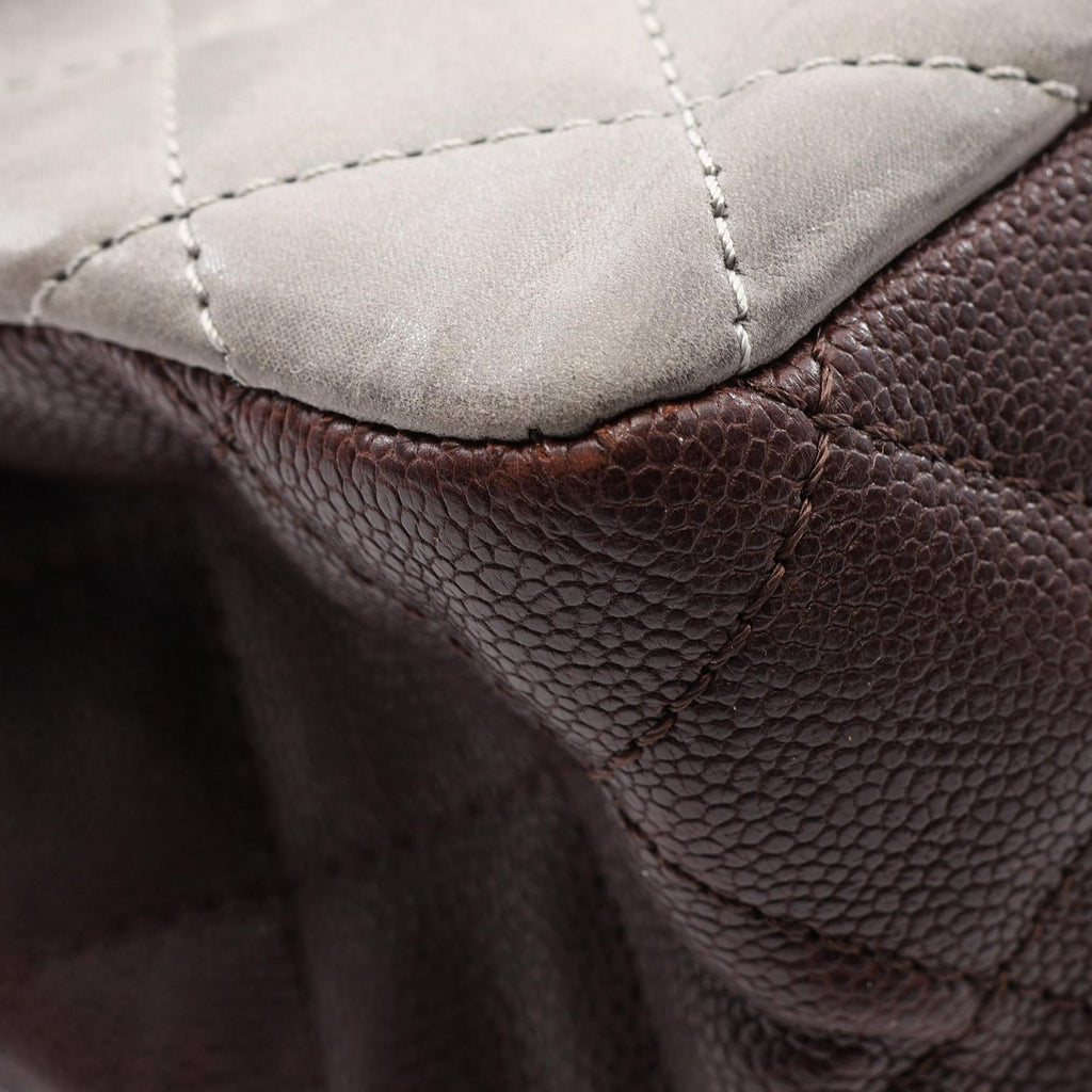 Chanel Shoulder Bag 2.55 Quilted Maxi Double Flap Bordeaux Gray Caviar Leather — view 7