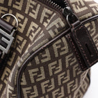 Fendi Handbag Zucchino Beige Brown Canvas Leather — view 5