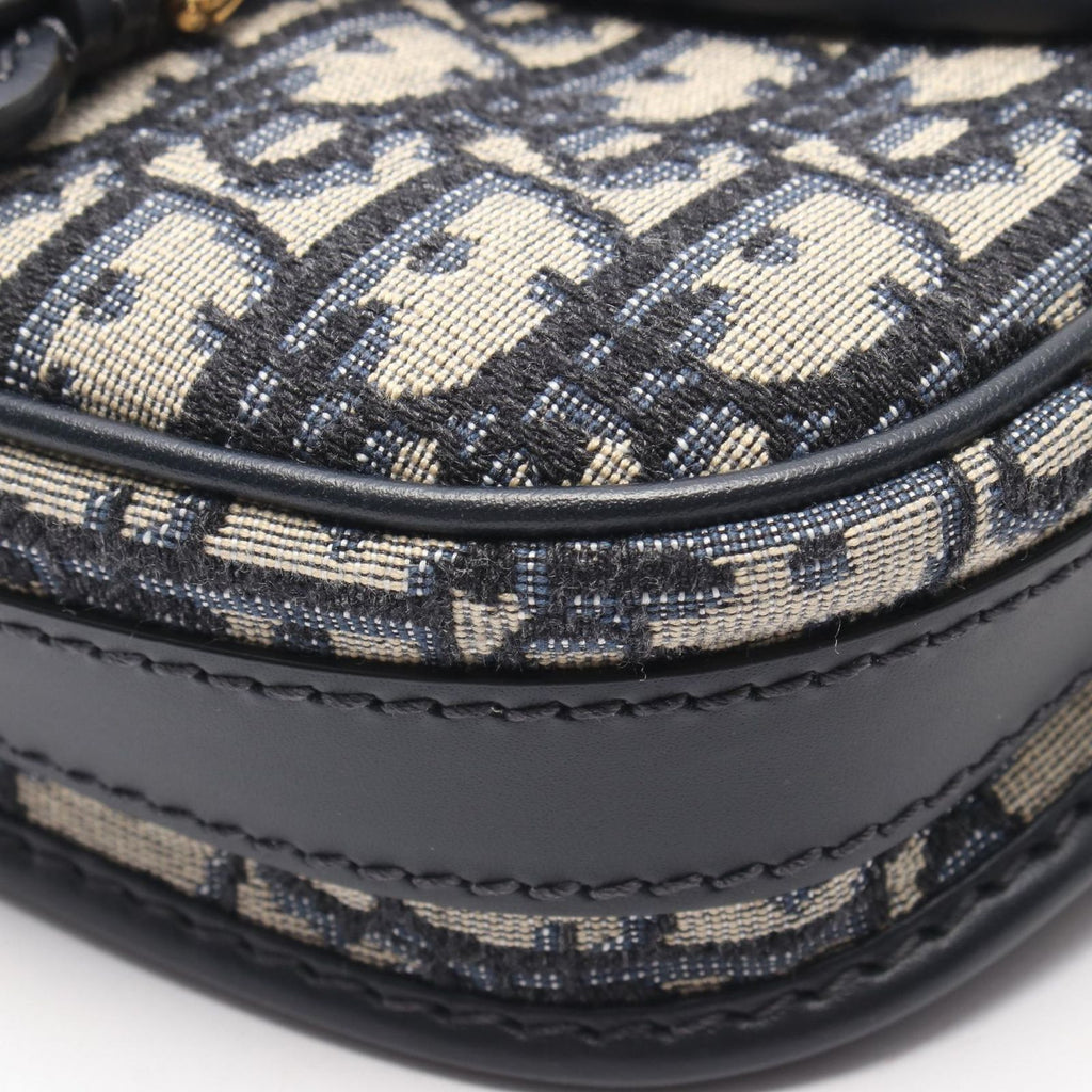 Dior Shoulder Bag Bobby Small Oblique Beige Navy Canvas Leather — view 5