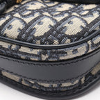 Dior Shoulder Bag Bobby Small Oblique Beige Navy Canvas Leather — view 5