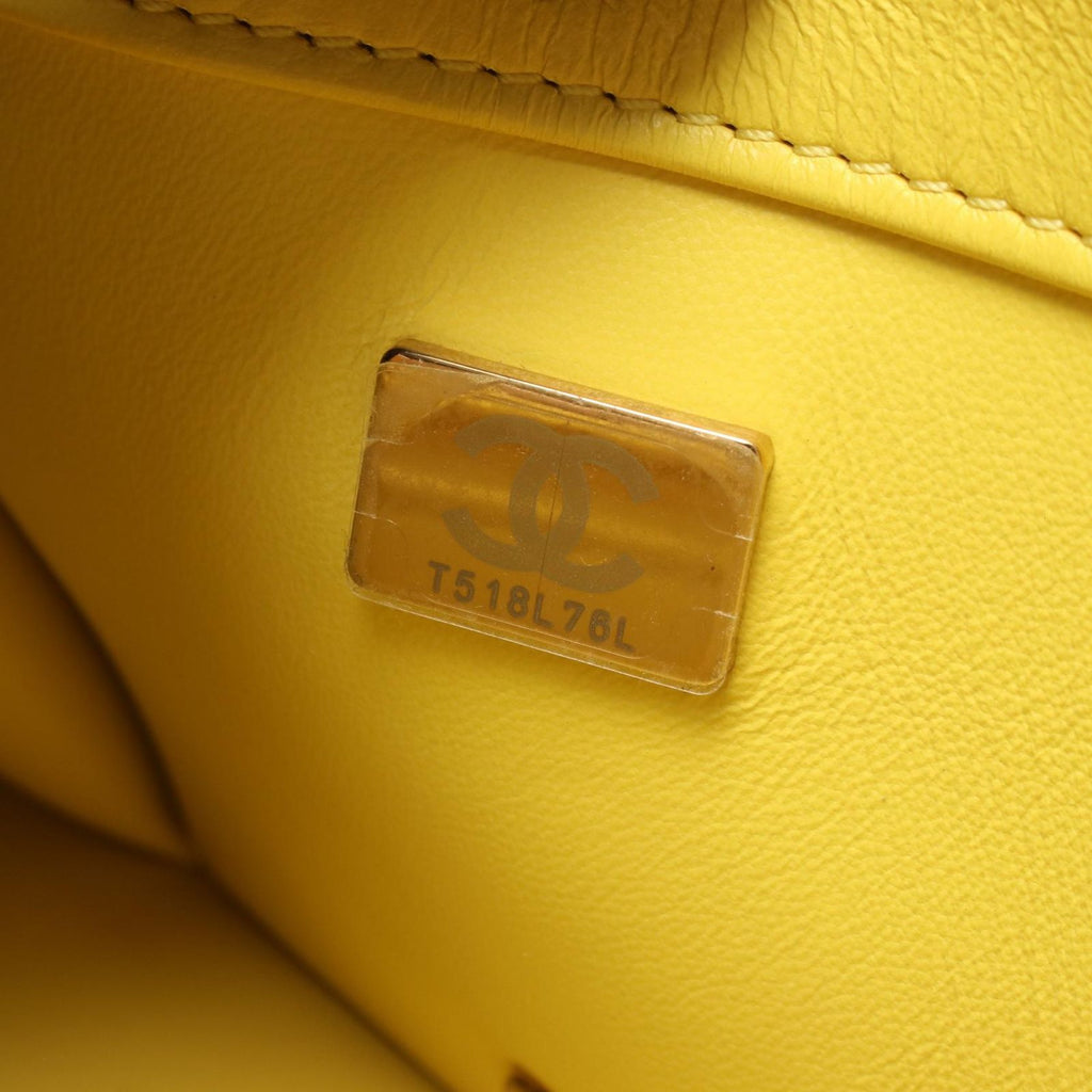 Chanel Shoulder Bag Quilted Full Flap Small Yellow Lambskin Chain — view 5