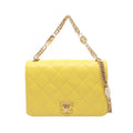 Chanel Shoulder Bag Quilted Full Flap Small Yellow Lambskin Chain