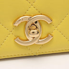 Chanel Shoulder Bag Quilted Full Flap Small Yellow Lambskin Chain — view 7