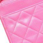 Chanel Shoulder Bag Quilted Pink Caviar Leather Chain Wallet — view 7