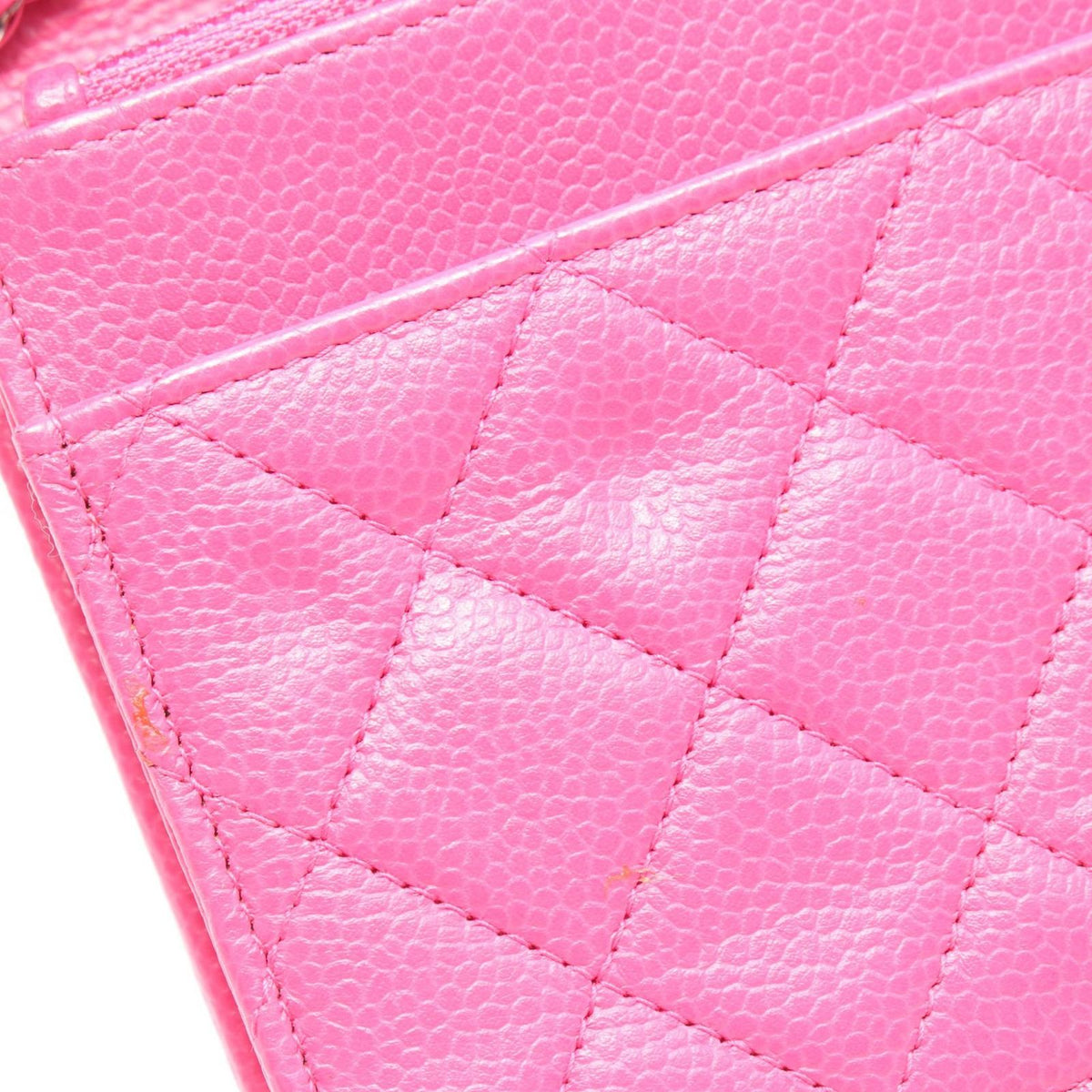 Chanel Shoulder Bag Quilted Pink Caviar Leather Chain Wallet — view 7
