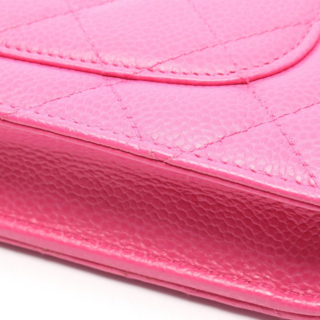 Chanel Shoulder Bag Quilted Pink Caviar Leather Chain Wallet — view 8
