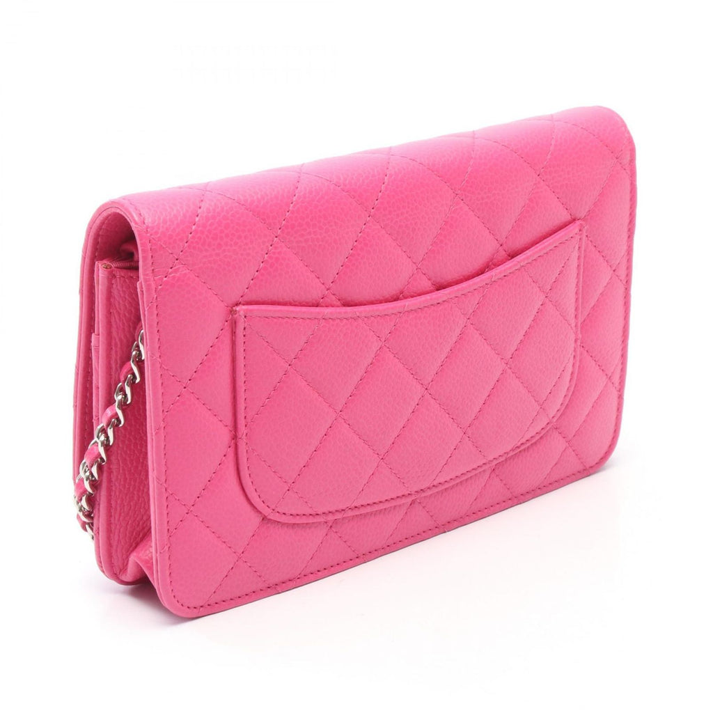 Chanel Shoulder Bag Quilted Pink Caviar Leather Chain Wallet — view 2
