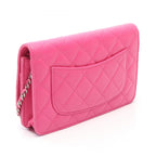 Chanel Shoulder Bag Quilted Pink Caviar Leather Chain Wallet — view 2