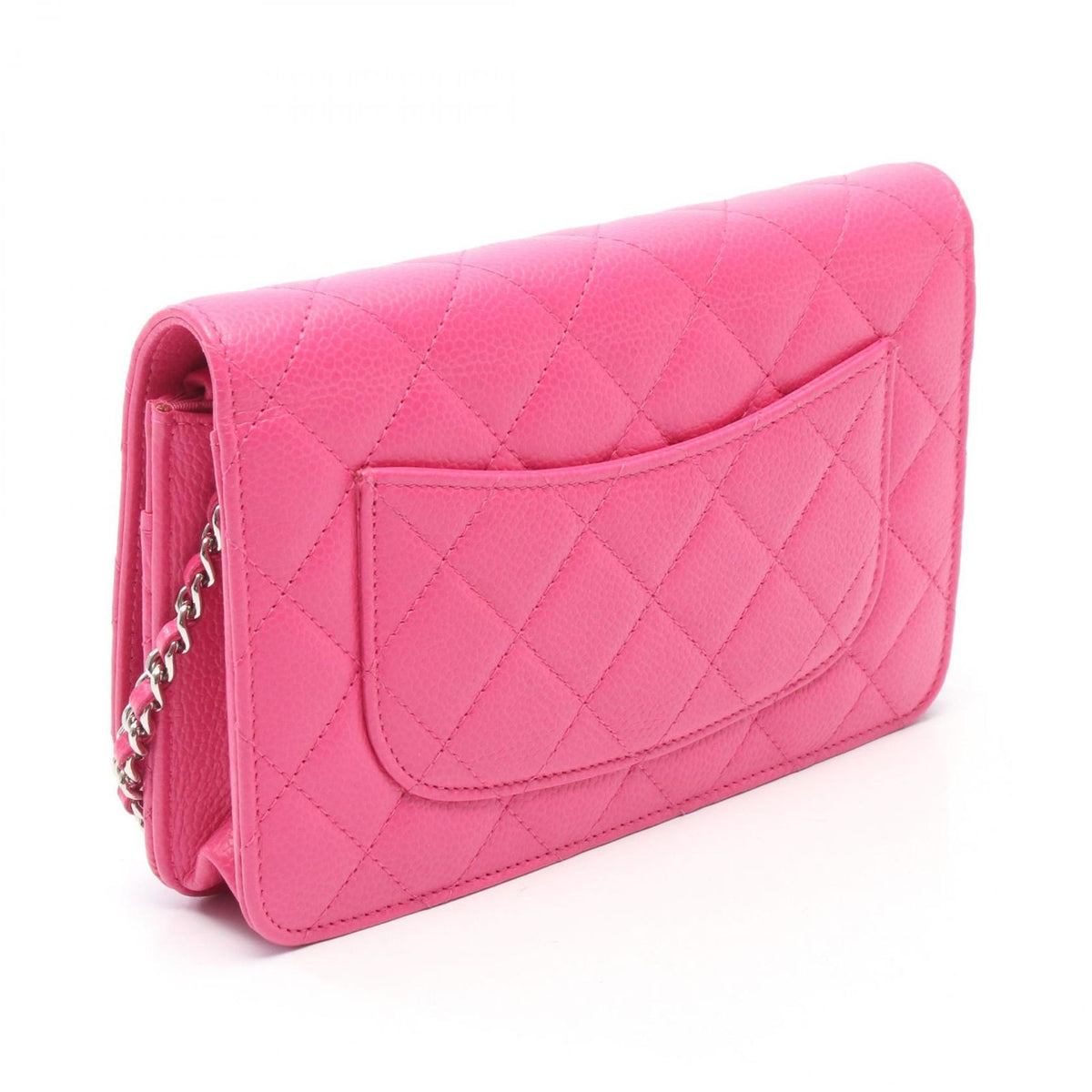 Chanel Shoulder Bag Quilted Pink Caviar Leather Chain Wallet — view 2