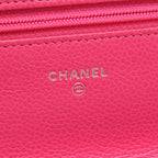 Chanel Shoulder Bag Quilted Pink Caviar Leather Chain Wallet — view 4
