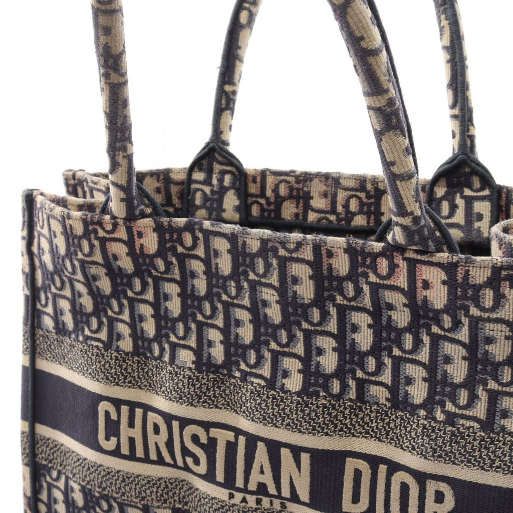 Dior Tote Bag Book Medium Oblique Ivory Navy Pink Canvas — view 7