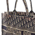 Dior Tote Bag Book Medium Oblique Ivory Navy Pink Canvas — view 7