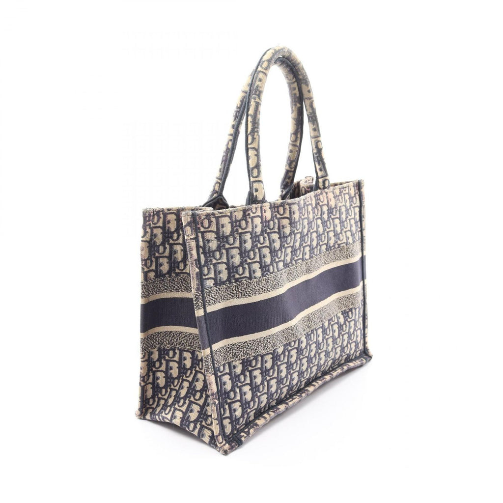 Dior Tote Bag Book Medium Oblique Ivory Navy Pink Canvas — view 2