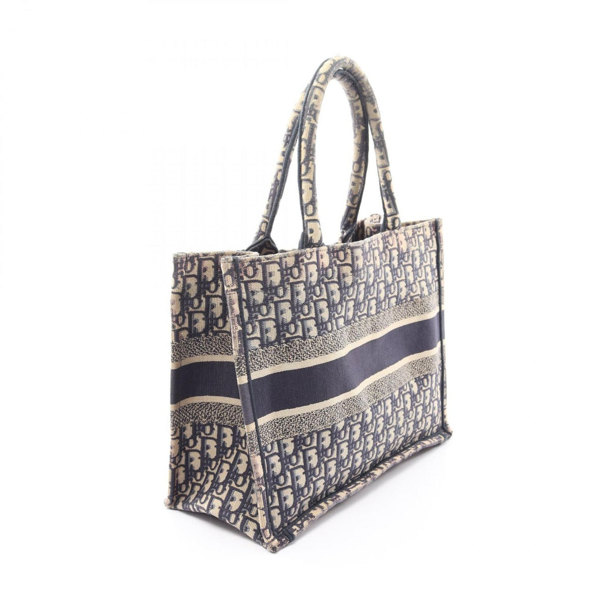 Dior Tote Bag Book Medium Oblique Ivory Navy Pink Canvas — view 2