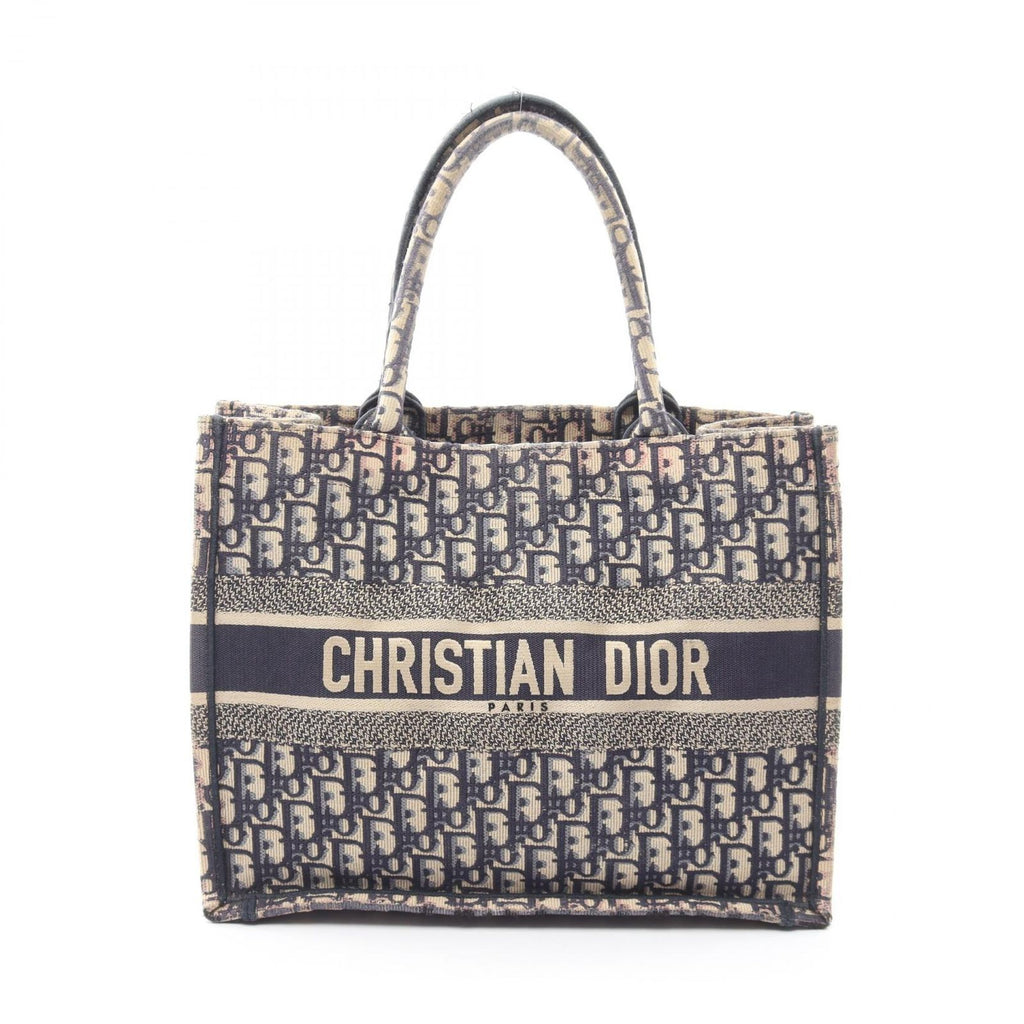 Dior Tote Bag Book Medium Oblique Ivory Navy Pink Canvas