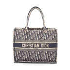 Dior Tote Bag Book Medium Oblique Ivory Navy Pink Canvas