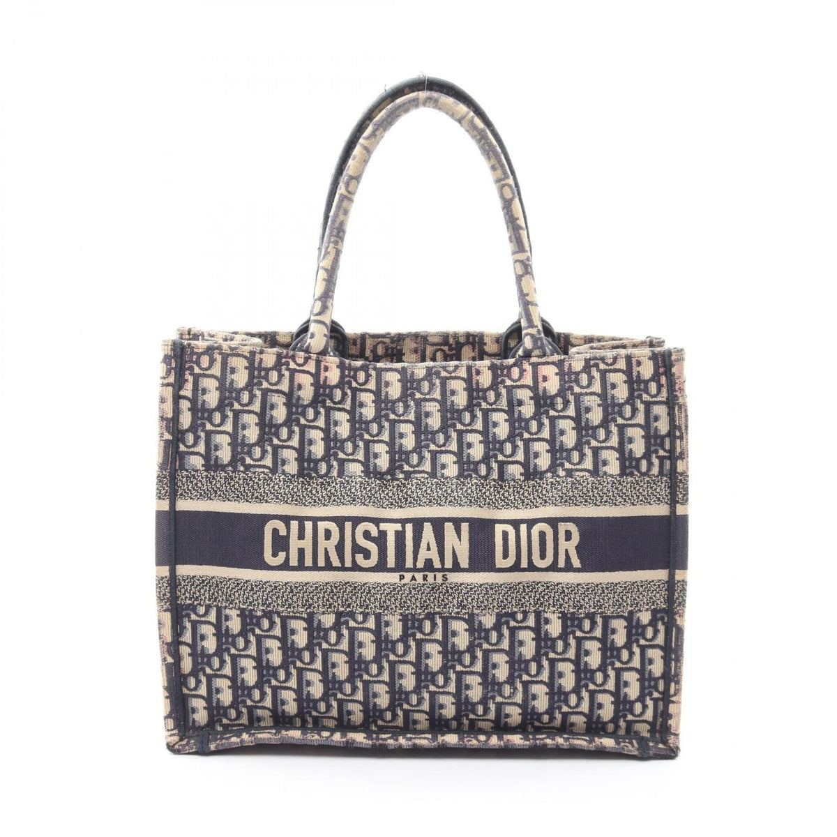 Dior Tote Bag Book Medium Oblique Ivory Navy Pink Canvas