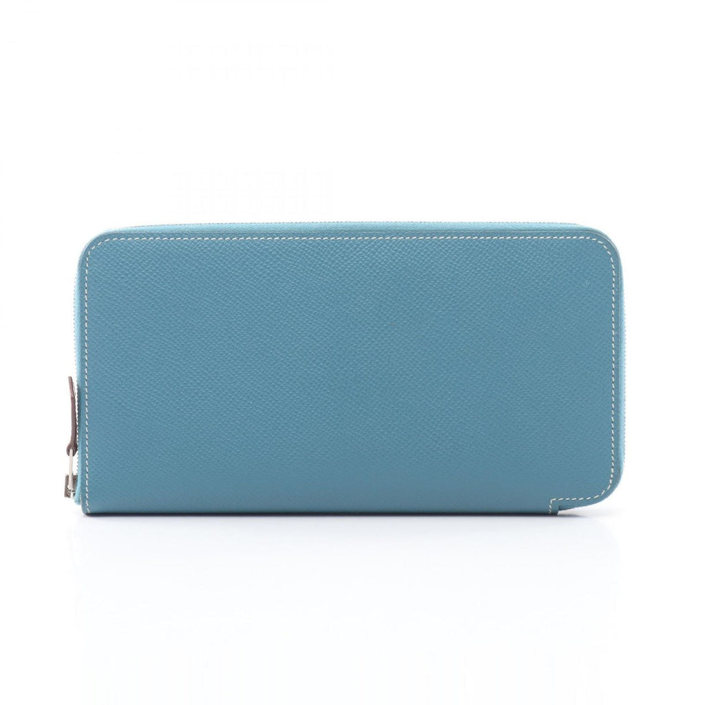 Hermes Round Wallet Azap Long Silk'in Blue Jean