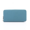 Hermes Round Wallet Azap Long Silk'in Blue Jean