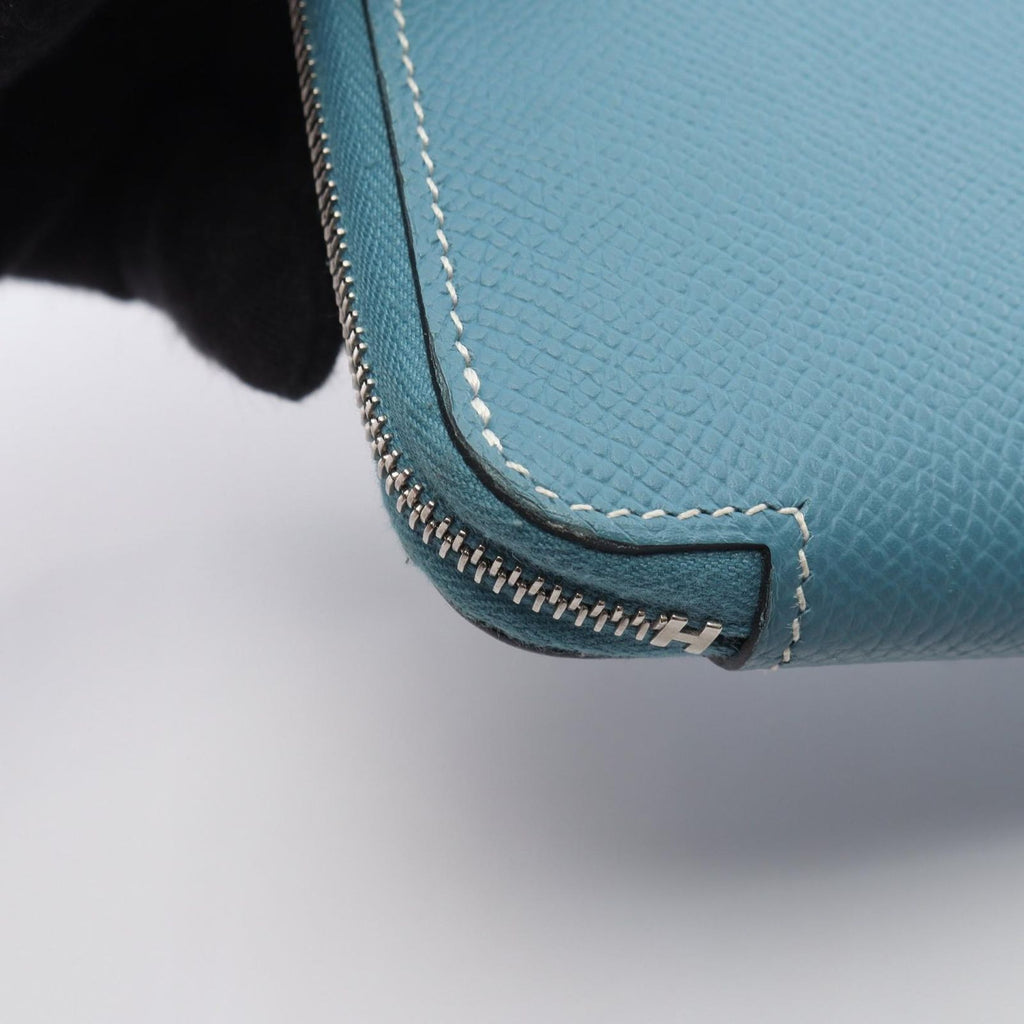 Hermes Round Wallet Azap Long Silk'in Blue Jean — view 8