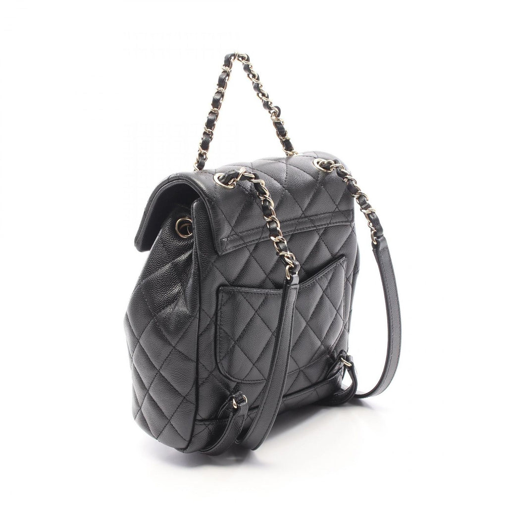 Chanel Backpack Quilted Black Caviar Leather Chain — view 2