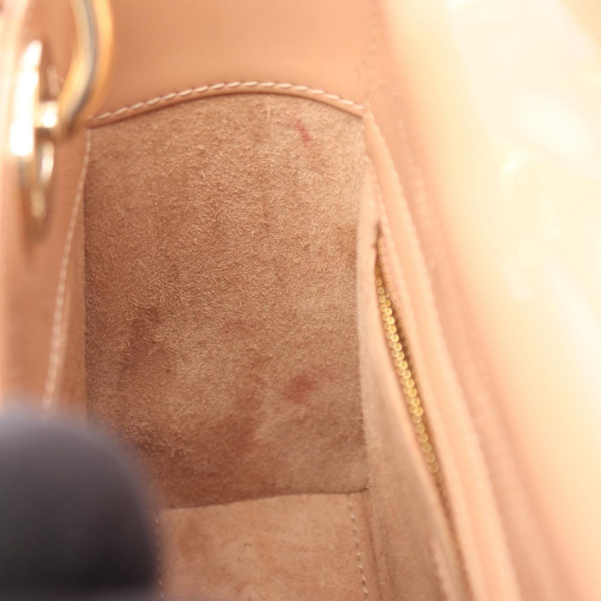 Dior Handbag Lady Dior Small 2-Way Pink Beige Patent Leather Tote — view 6