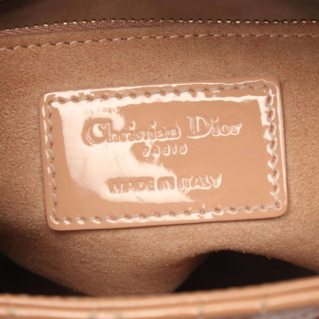 Dior Handbag Lady Dior Small 2-Way Pink Beige Patent Leather Tote — view 4