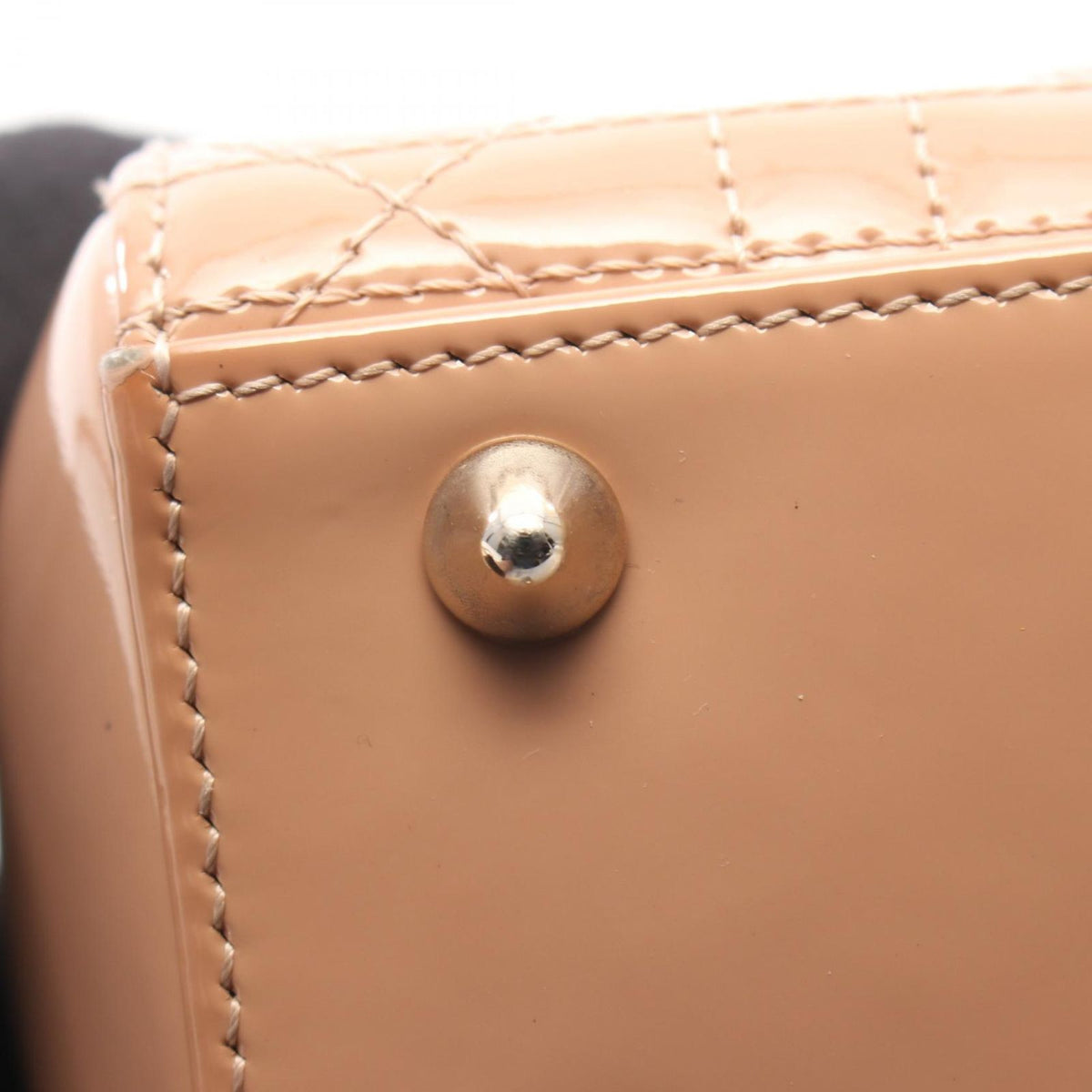Dior Handbag Lady Dior Small 2-Way Pink Beige Patent Leather Tote — view 8