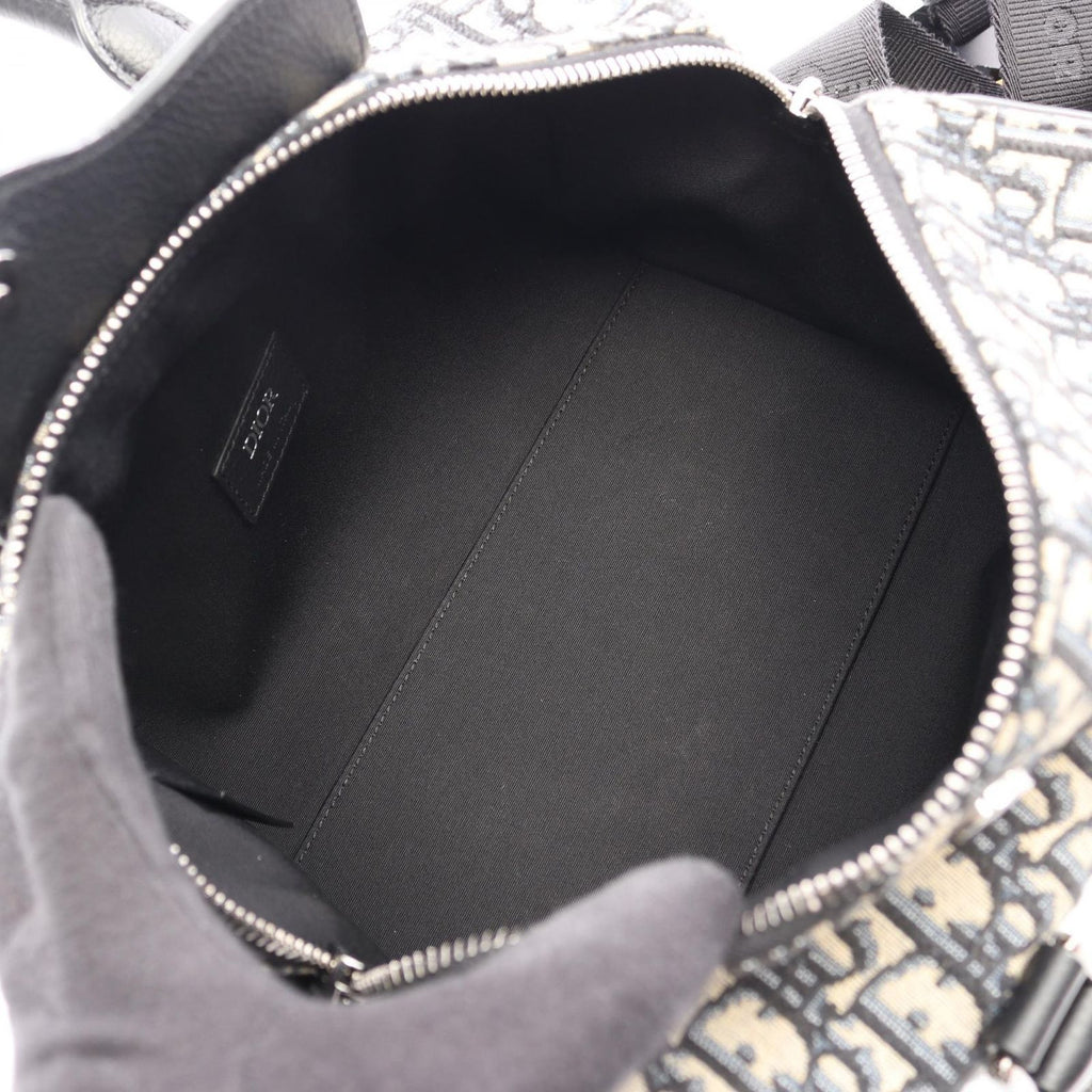 Dior Handbag Lango Oblique 2-Way Ivory Navy Black Canvas Leather 26 — view 3