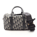 Dior Handbag Lango Oblique 2-Way Ivory Navy Black Canvas Leather 26