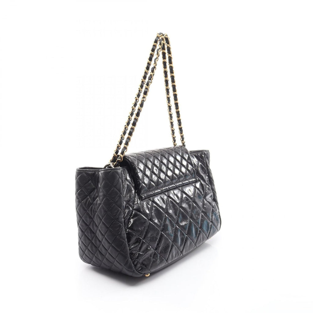 Chanel Shoulder Bag 2.55 Quilted Black Calfskin Lambskin Chain Tote — view 2
