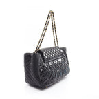 Chanel Shoulder Bag 2.55 Quilted Black Calfskin Lambskin Chain Tote — view 2