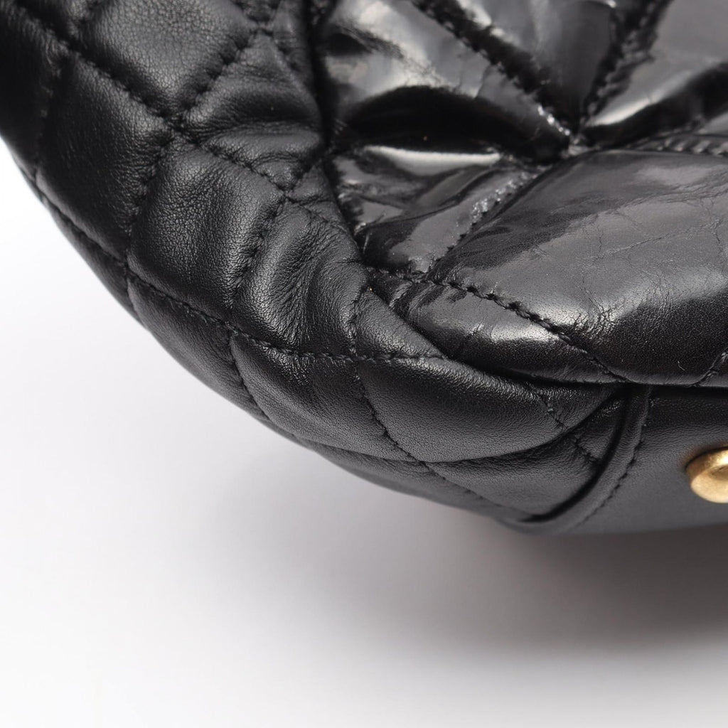 Chanel Shoulder Bag 2.55 Quilted Black Calfskin Lambskin Chain Tote — view 7