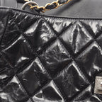 Chanel Shoulder Bag 2.55 Quilted Black Calfskin Lambskin Chain Tote — view 6