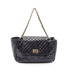 Chanel Shoulder Bag 2.55 Quilted Black Calfskin Lambskin Chain Tote