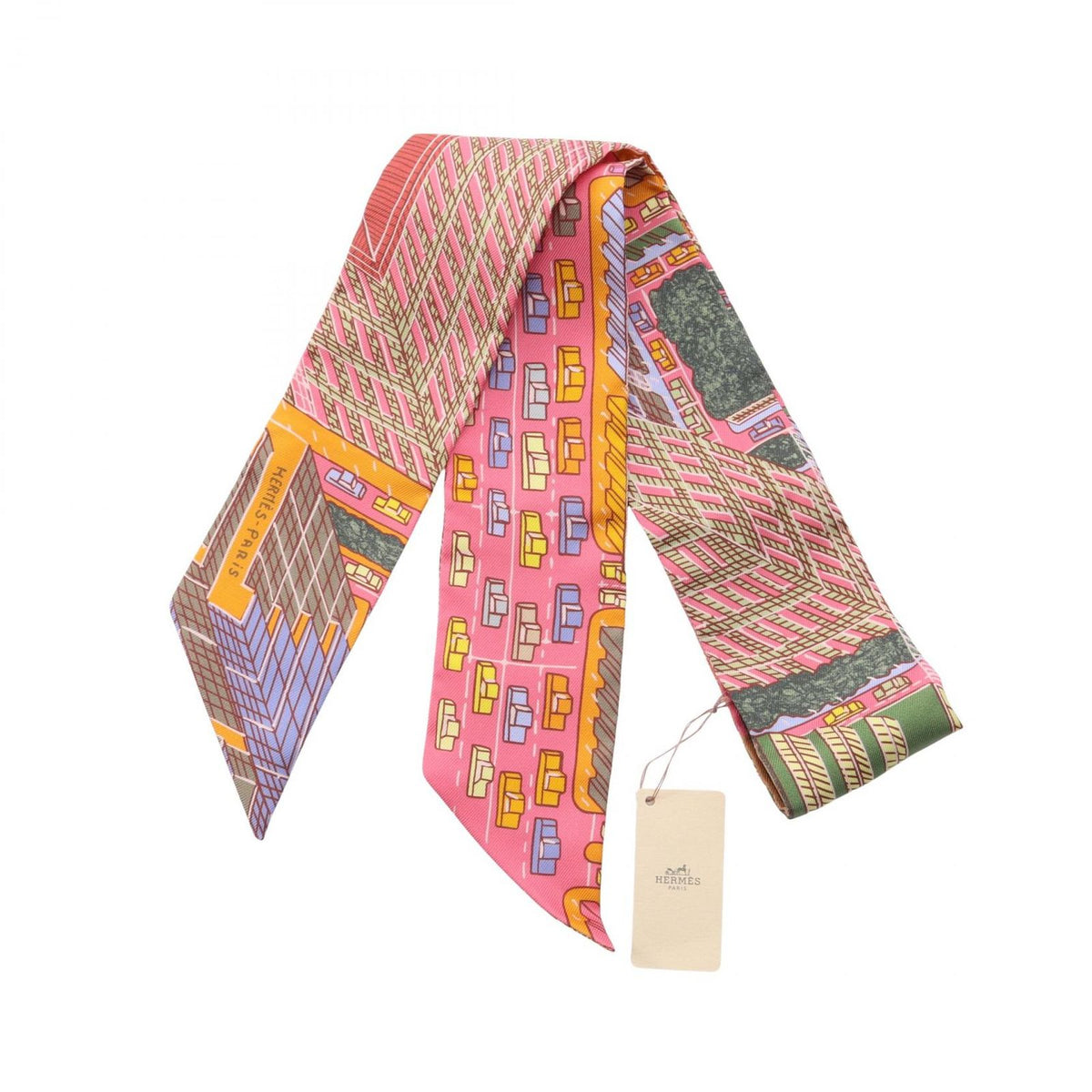 Hermes Scarf Twilly Pantin City Ribbon Silk