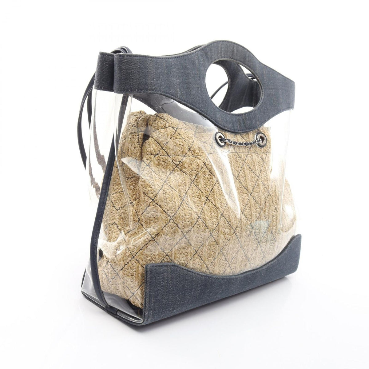 Chanel Shoulder Bag 31 Large Shopping 2-Way Denim Blue Beige Vinyl 31 — view 2