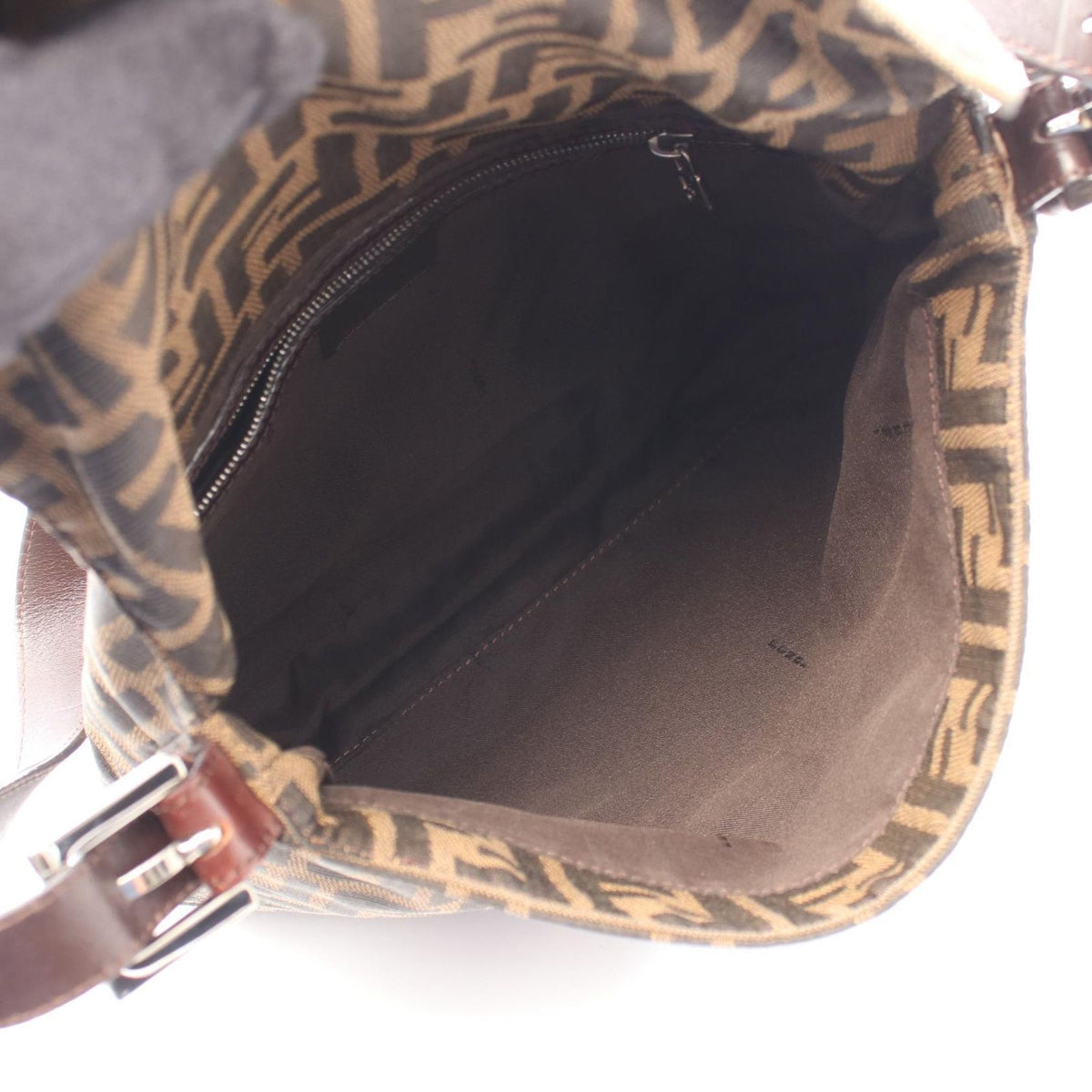 Fendi Shoulder Bag Zucca Brown Black Canvas Leather Mamma Bucket — view 3