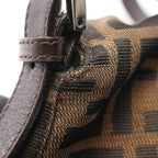 Fendi Shoulder Bag Zucca Brown Black Canvas Leather Mamma Bucket — view 7