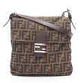 Fendi Shoulder Bag Zucca Brown Black Canvas Leather Mamma Bucket