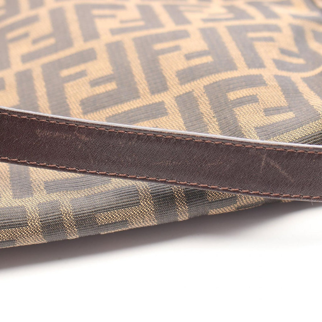 Fendi Shoulder Bag Zucca Brown Black Canvas Leather Mamma Bucket — view 8