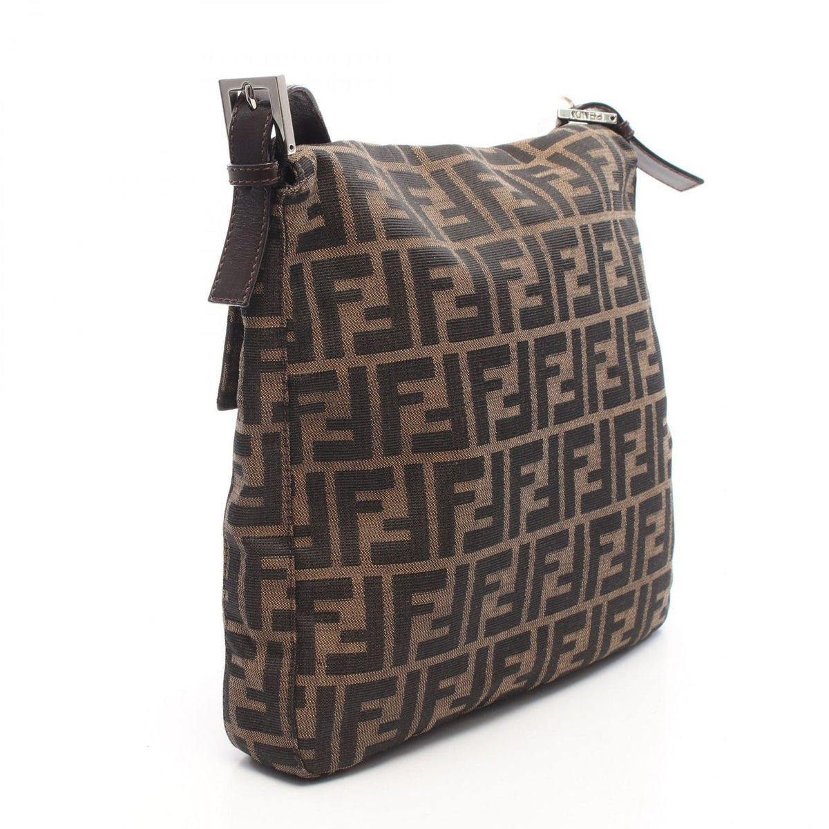 Fendi Shoulder Bag Zucca Brown Black Canvas Leather Mamma Bucket — view 2