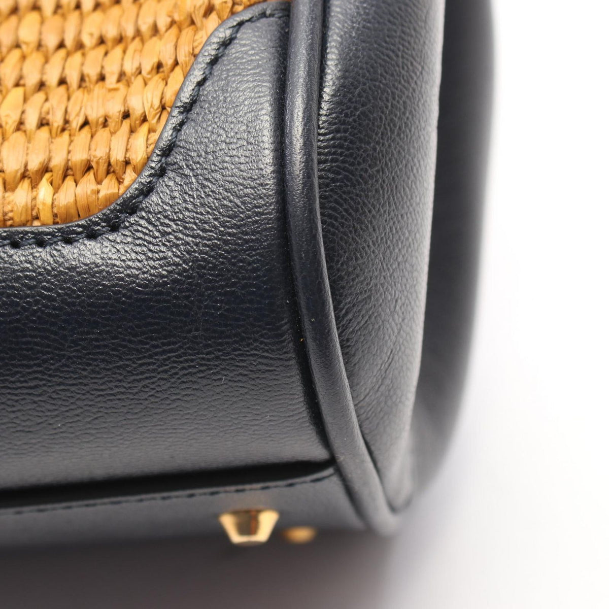 Gucci Handbag GG Marmont Bamboo 2-Way Brown Navy Leather Handle Tote — view 6