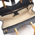 Gucci Handbag GG Marmont Bamboo 2-Way Brown Navy Leather Handle Tote — view 3