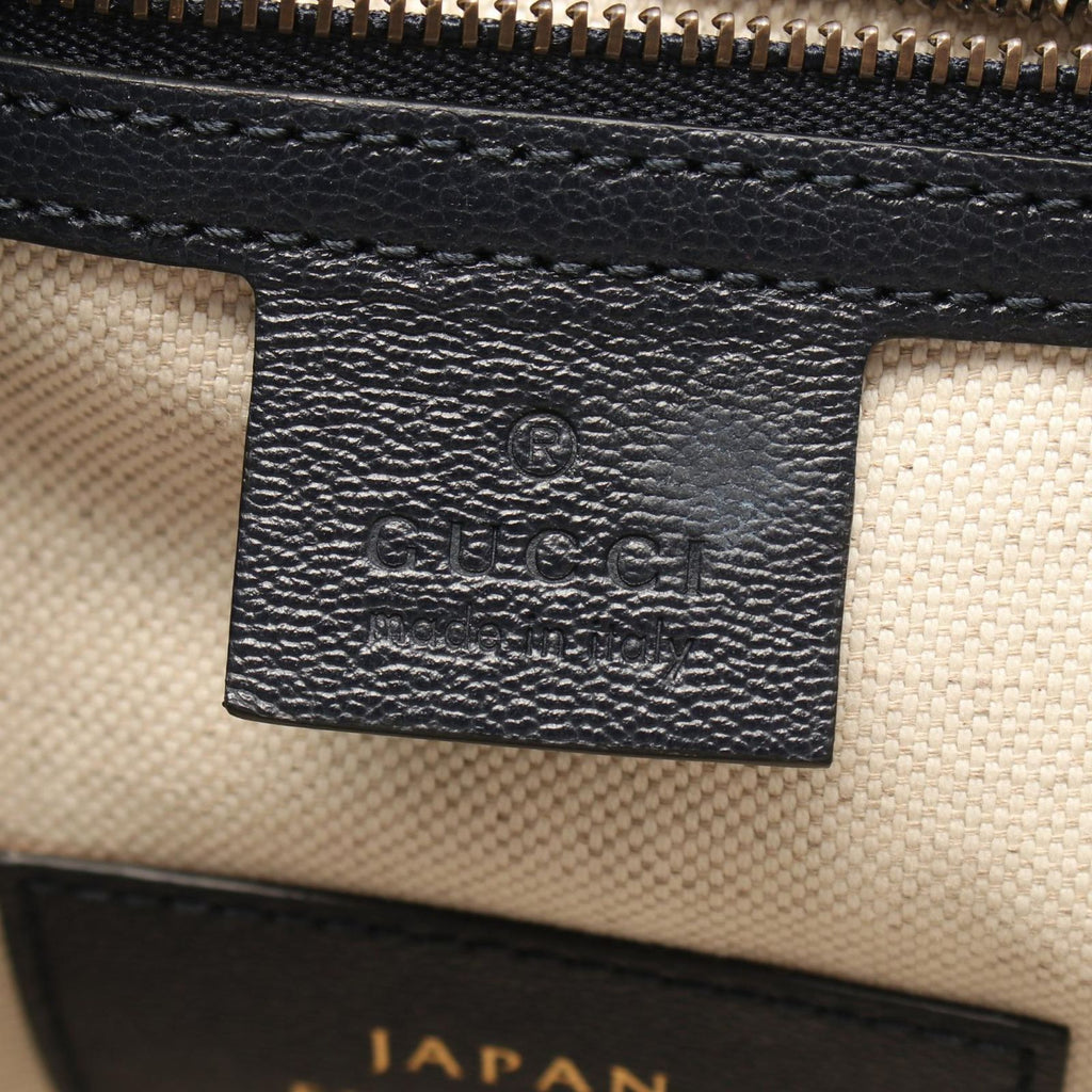 Gucci Handbag GG Marmont Bamboo 2-Way Brown Navy Leather Handle Tote — view 4