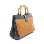 Gucci Handbag GG Marmont Bamboo 2-Way Brown Navy Leather Handle Tote — view 2