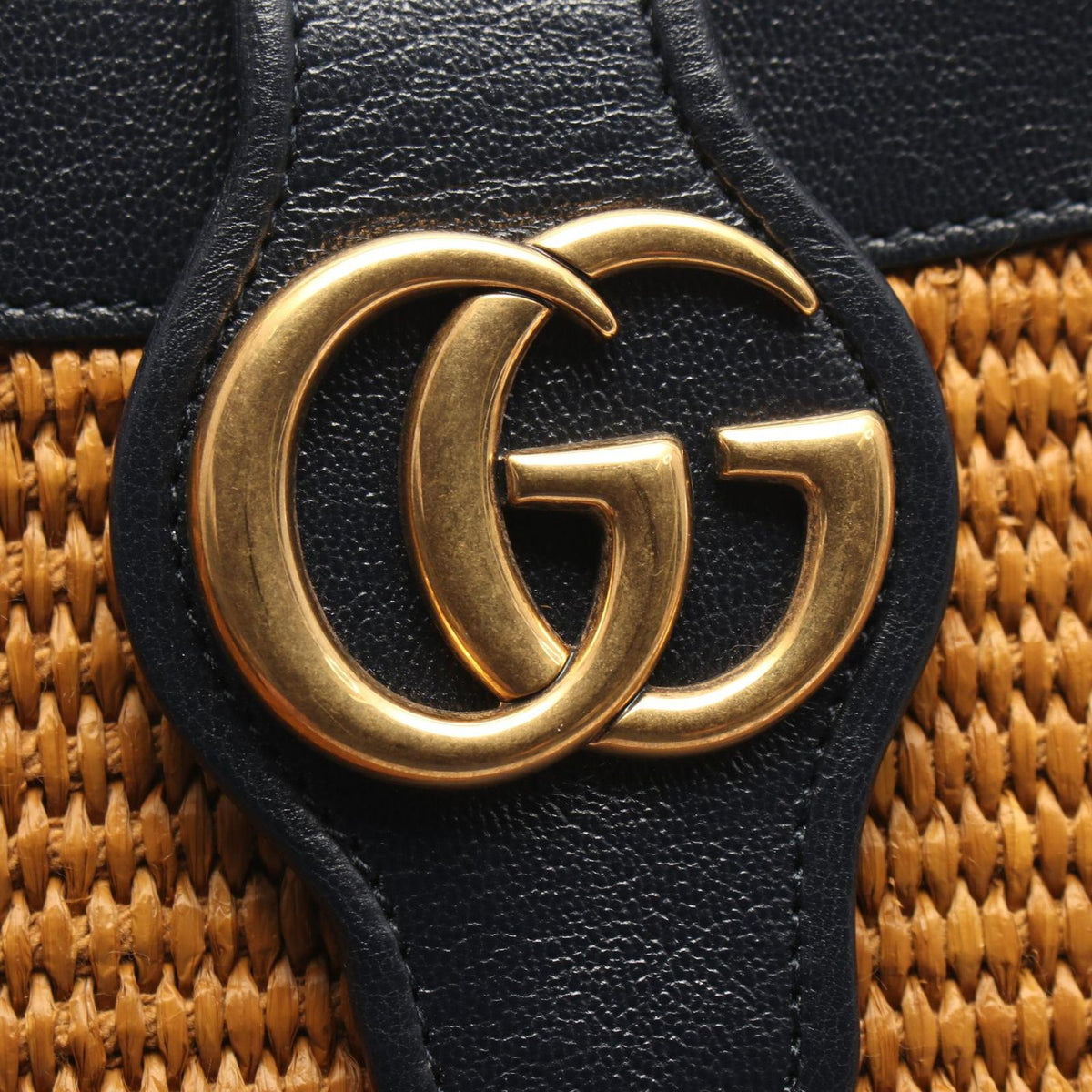Gucci Handbag GG Marmont Bamboo 2-Way Brown Navy Leather Handle Tote — view 8